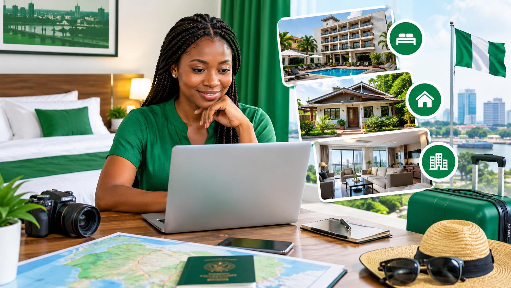 A traveler inspecting a modern hotel room to find accommodation that matches your travel needs.